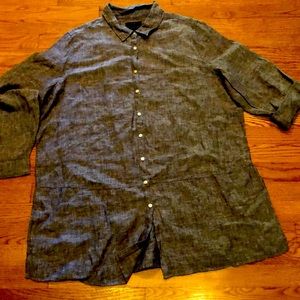 Tahari 100% blue button tunic top sz 1X